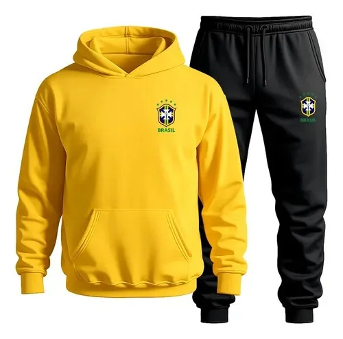 Conjunto Moletom Canguru Calça Blusa Seleção Brasileira