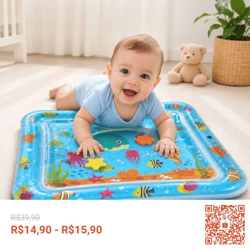 Tapete Infantil de Água Inflável para Bebê Sensorial Coordenação Motora Brinquedo Educativo