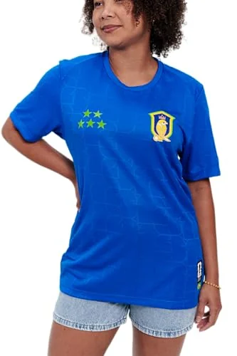Camiseta Brasil Unissex Azul Gola U Dry Fit Leve Respirável | Produto Oficial Licenciado Copa do Mundo FIFA 26™ - Tamanho M