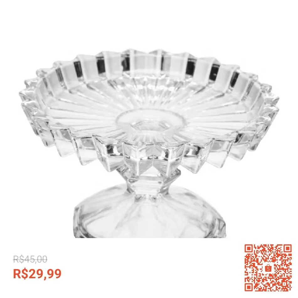 Prato com Pé para Doce Cristal Geneva 14cm Luxo - Wolff