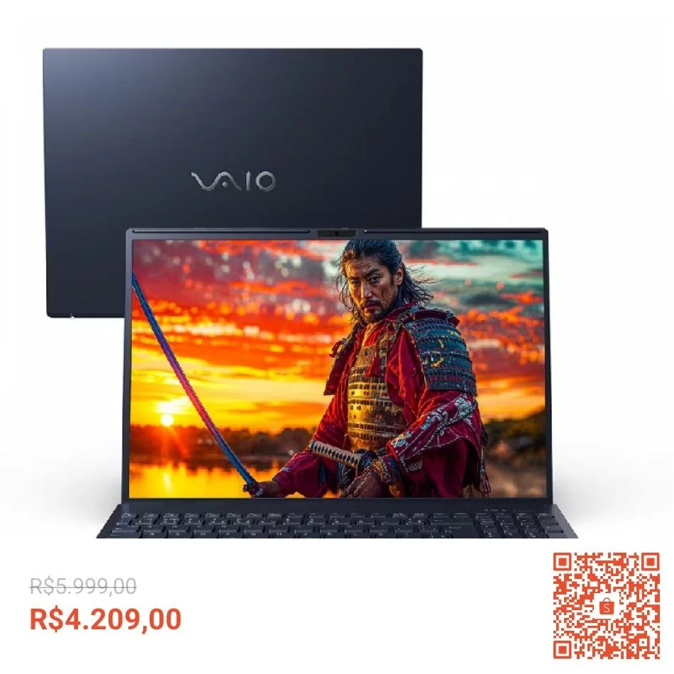 Notebook VAIO FE16 AMD Ryzen 7-5825U Linux 24GB RAM 512GB SSD 16" IPS WUXGA Antirreflexo - Cinza