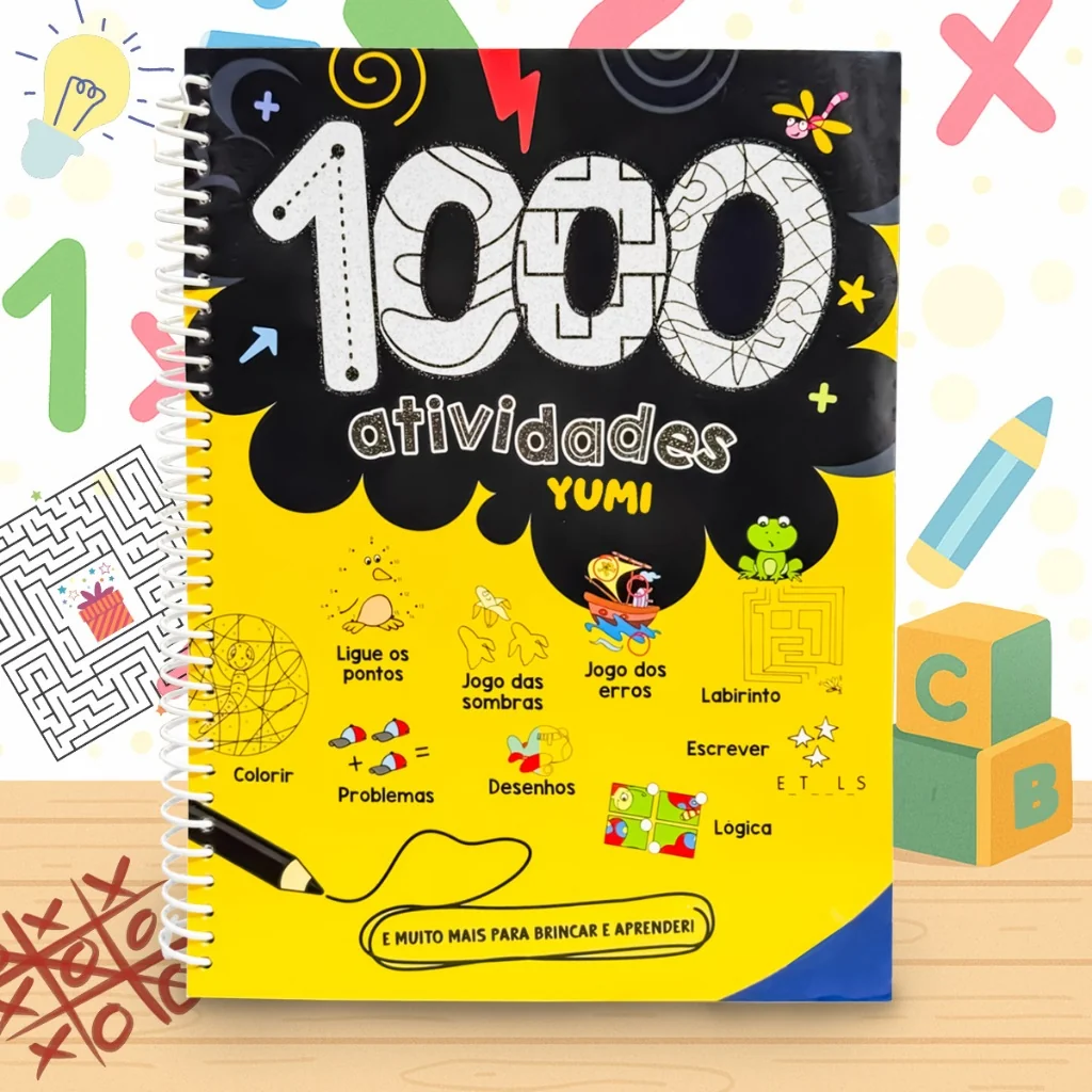 Livro Infantil Educativo 1000 Atividades de Colorir, Escrever, Matemática Brincar e Aprender Shopee