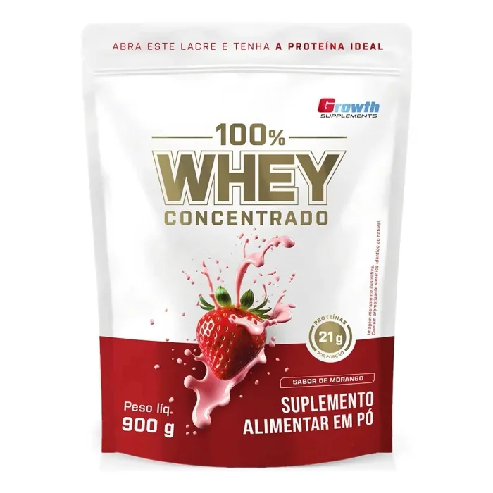 Whey Concentrado 900g Morango Growth Supplements Mercado Livre