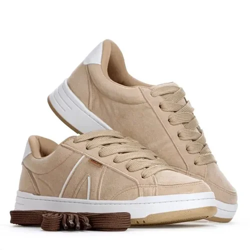 Tênis Anacapri A'26 Casual Feminino Original Urbano Leve Bege 34 Br