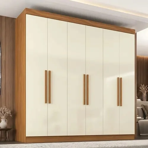 Guarda-roupa Casal 6 Portas 2 Gavetas Paris Ce Cinamomo/off White