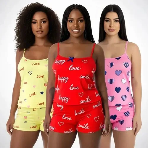 Kit 3 Baby Doll Conjunto Feminino Pijama Microfibra Sortidos Mercado Livre