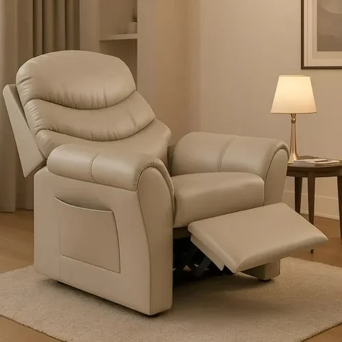 Poltrona Do Papai Reclinável Com Encosto Macio Bege Para Sala E Amamentação Da Casa E Requinte