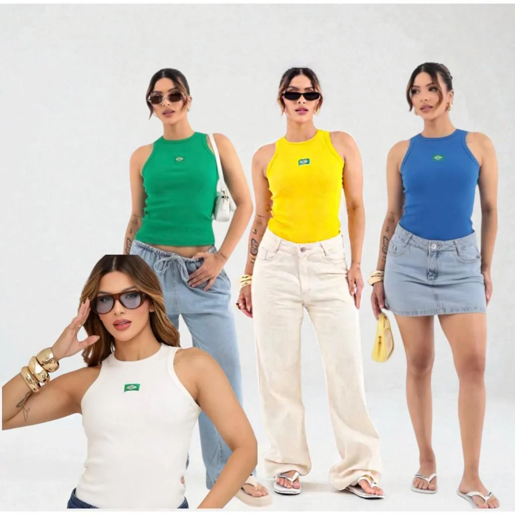 Regata do Brasil Feminina Minimalista Estilo Gringa Shopee