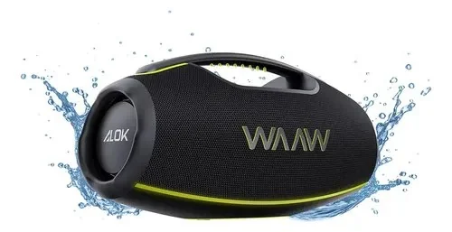 Caixa De Som Boombox Waaw By Alok Hyperboom 1000 Bluetooth À Prova D'água 180w Rms Até 12h De Autonomia Preto 127/220v