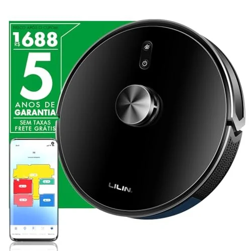 LILIN Robô aspirador de pó X6, Navegação e mapeamento LIDAR, 110/220V Bivolt, Aspirador e esfregão 3 em 1, Mapeamento de vários pisos, Autocarregamento, Conexão WiFi, Funciona com Alexa