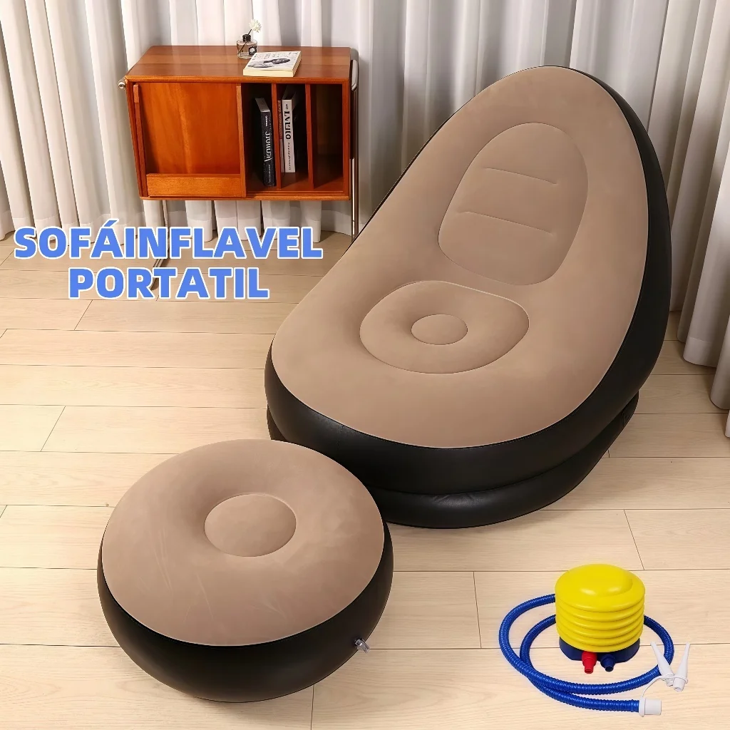 Sofá Inflável Portátil 3 em 1 com Bomba de Ar Poltrona Cama Dobrável Para Camping Praia e Casa Shopee