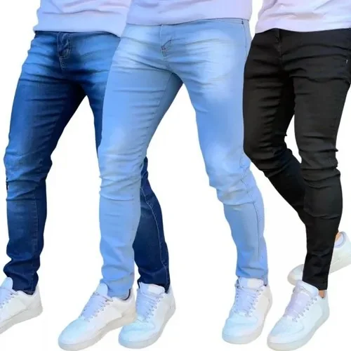 Kit 3 Calças Jeans Masculina Com Elastano Original Nf
