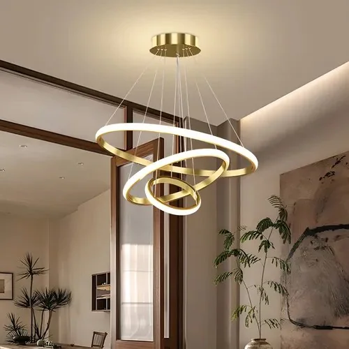 Lustre Led Sala Moderno 60w, 3 Arcos Pendente Luminária Teto 127/220v Dourado