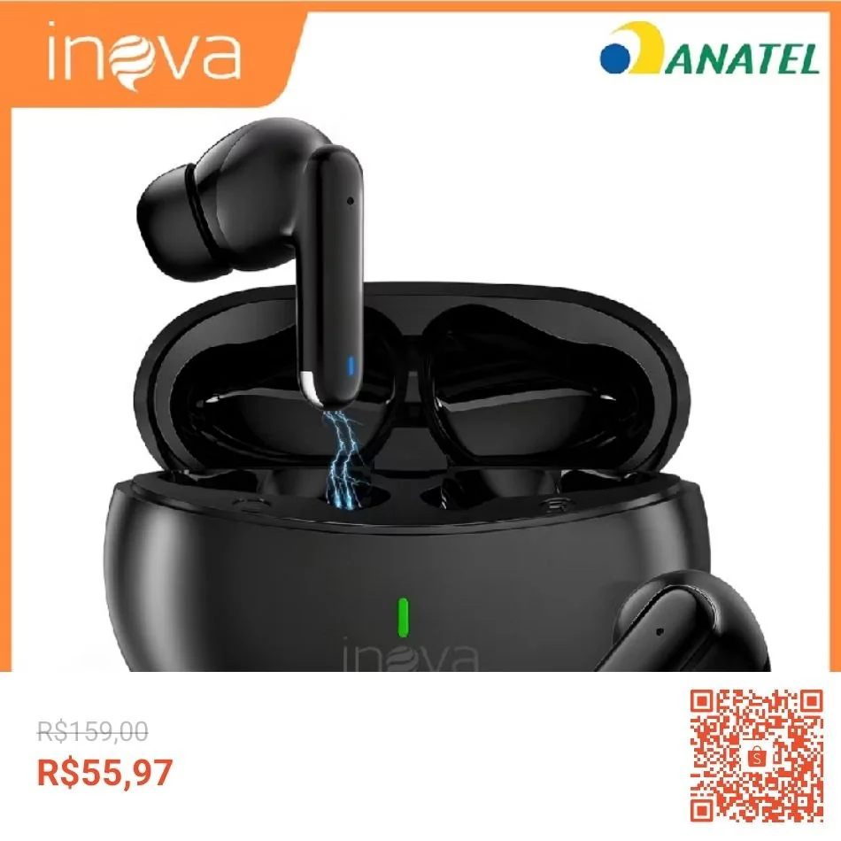 🚀 INOVA Fone De Ouvido Sem Fio Bluetooth TWS 5 .3 Original Com Cancelamento De Ruído E Longa Duração De Bateria