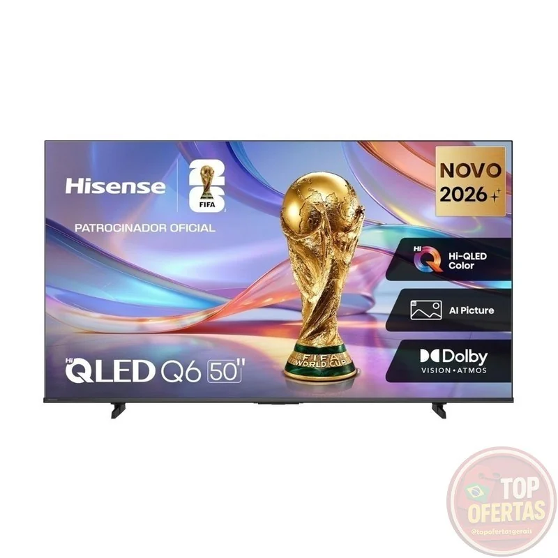 🔥 PARCELADO! Hisense Smart TV 4K 50" Polegadas 50Q6QVV com Processador AI, Dolby Vision, HDR10+, HLG, Filmmaker Mode, Dolby Gaming, Dolby Atmos, MiraCast e Compatibilidade Alexa e Google
