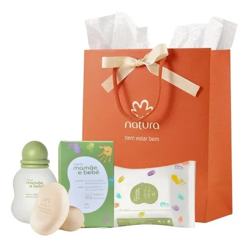 Kit Mamãe E Bebê Natura Colônia + Sabonete 02un + Lenço 16un