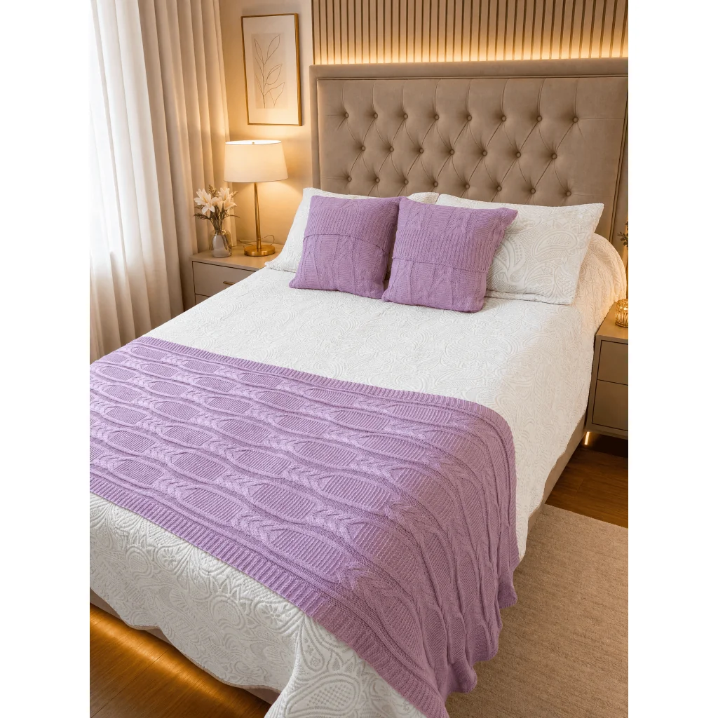 Kit Peseira Manta Tricot Luxo + 2 Capas de Almofadas Decorativas Sala Sofá Cama Texturizadas Shopee