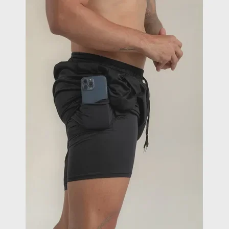 Short 2 Em 1 Bermuda Dry Fit Esportiva Com Bolso Interno Run Mercado Livre