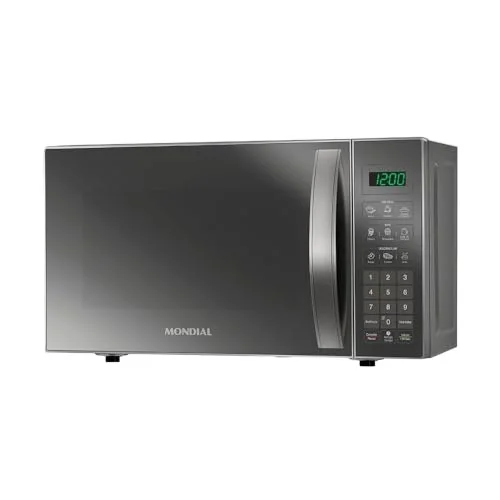 🔥 PARCELADO! MONDIAL Micro-Ondas, Cinza/Espelhado, 1200W, 220V - MO-01-21-E
