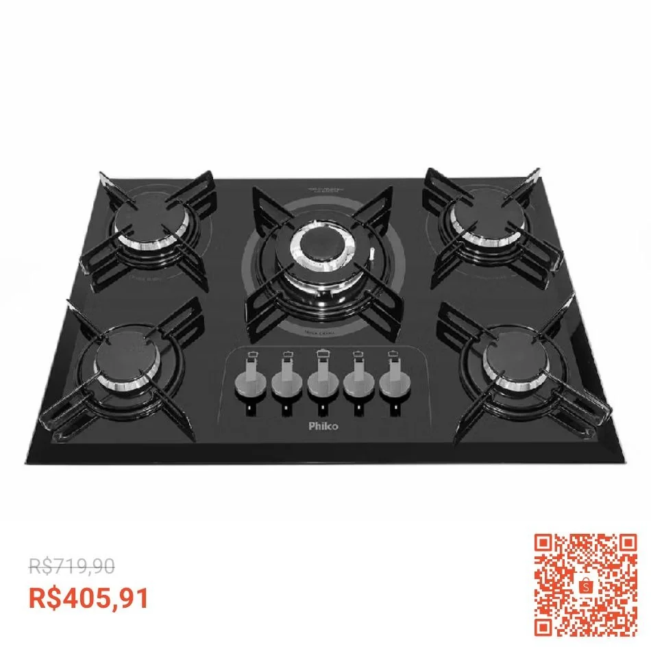 Cooktop 5 Bocas a Gás Philco PCT05TC