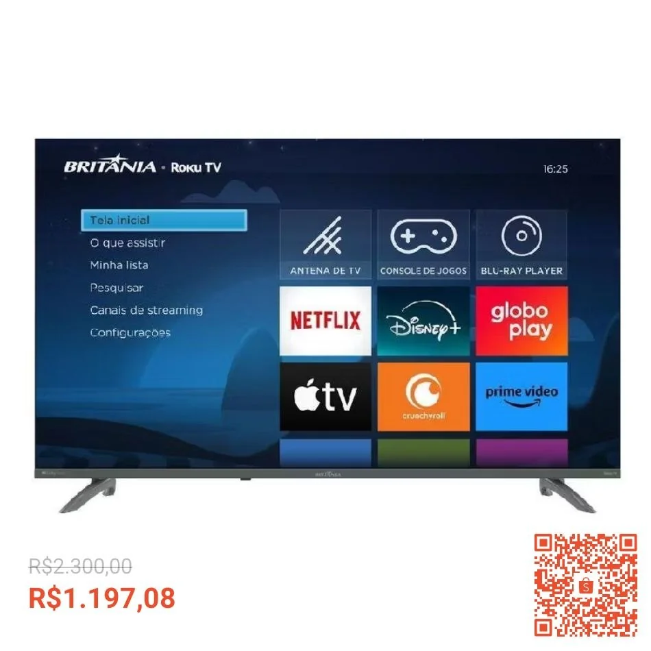 🚀 Smart TV 43" Britânia HDR10 Dolby Áudio Roku TV B43KRA