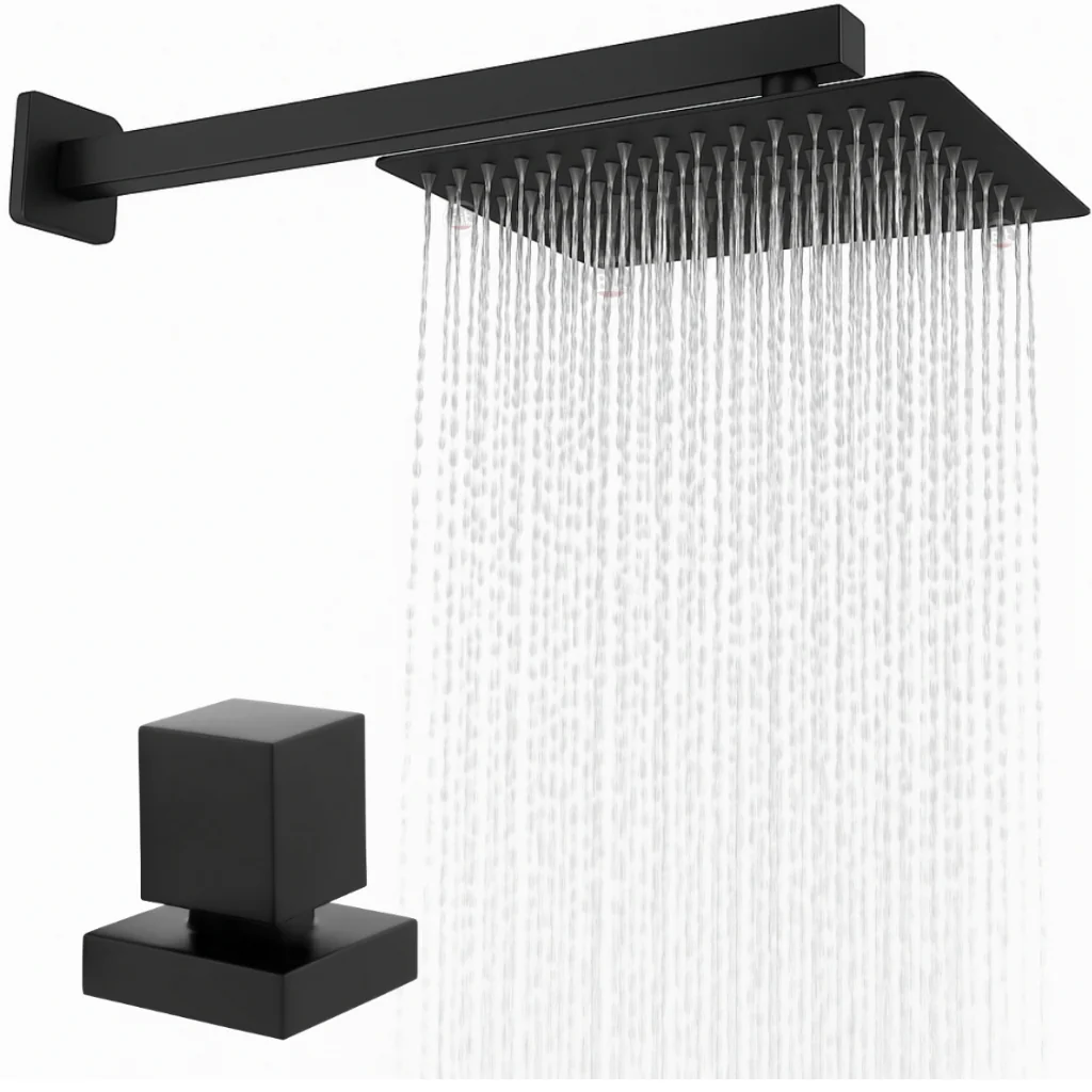 kit Chuveiro Inox Quadrado 20x20 Preto Articulado com Acabamento para Banheiro, Piscina Área Externa Shopee