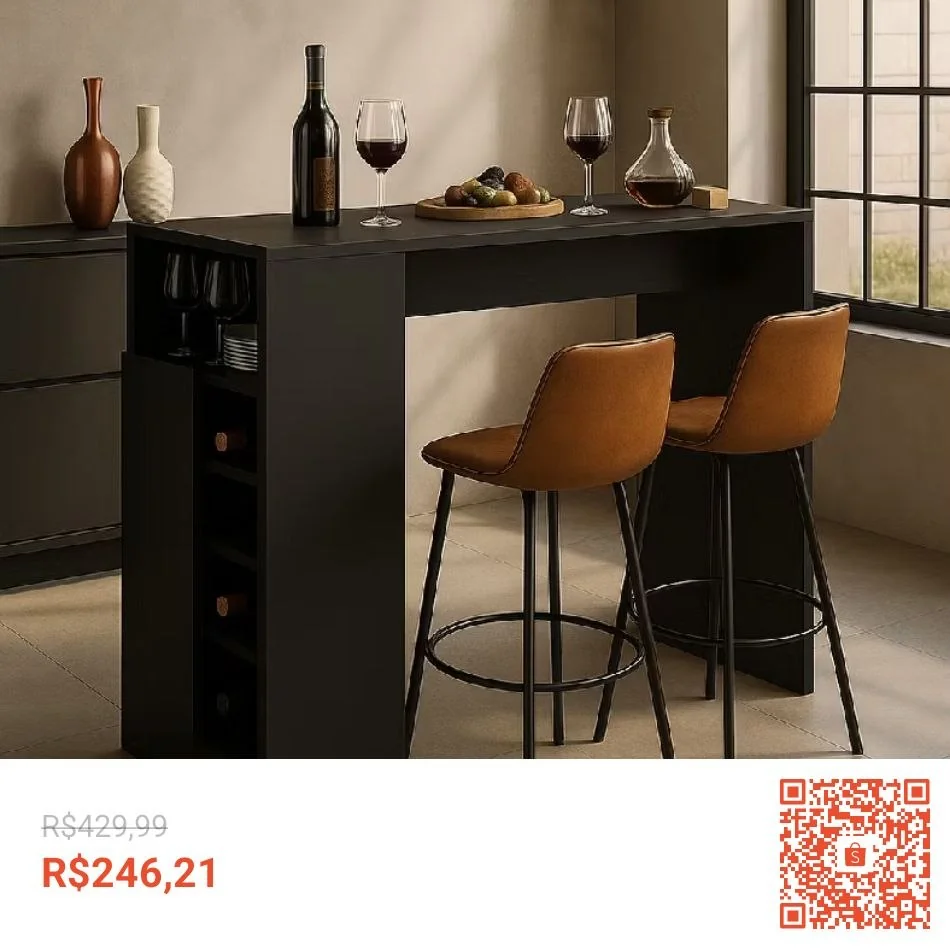 Bancada Balcão/Mesa Ilha de Cozinha Gourmet com Adega e 1 Porta Multimóveis