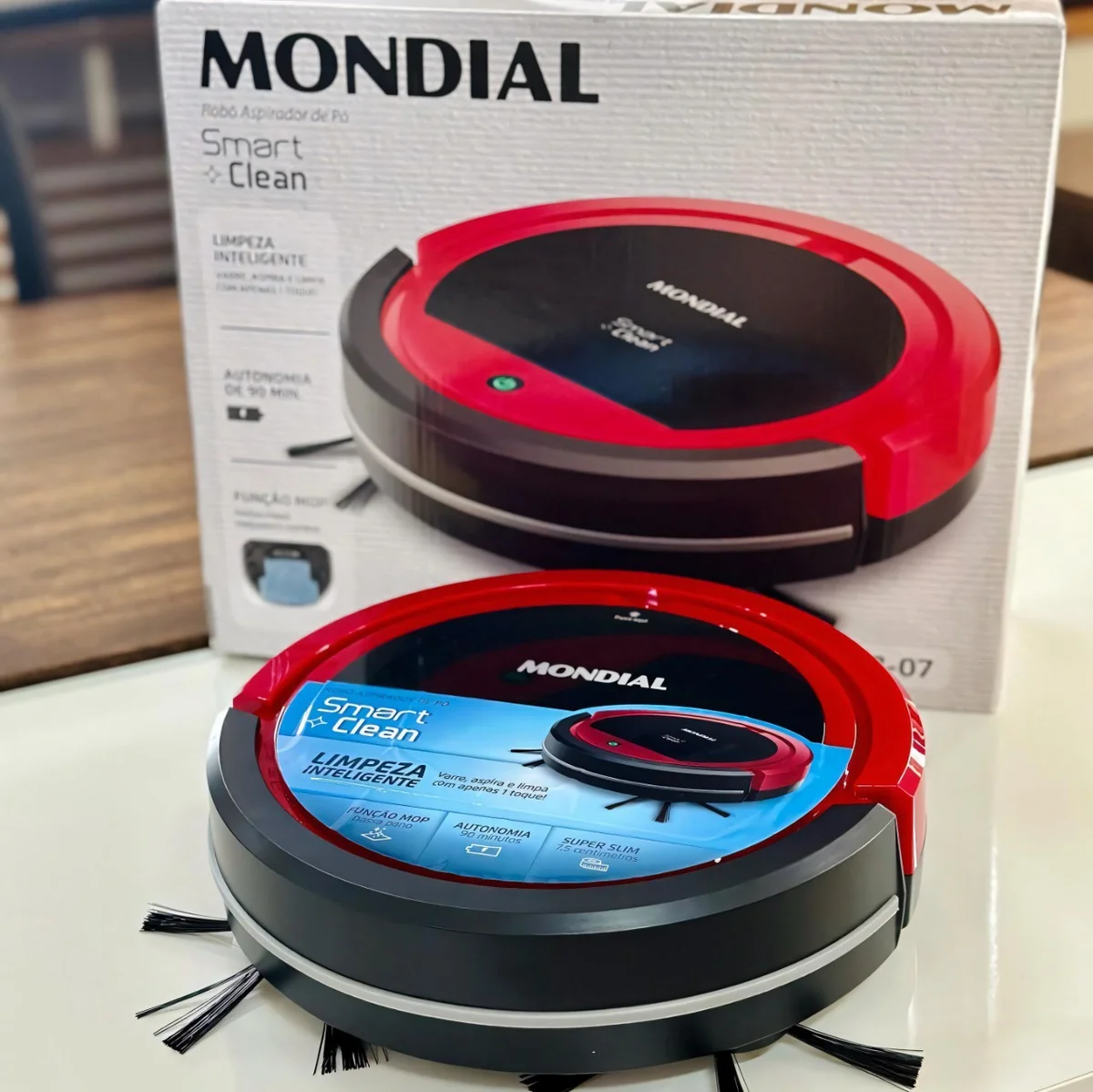 Robô Aspirador De Pó Smart Clean Mondial Rb-07 Vermelho/preto 127/220v