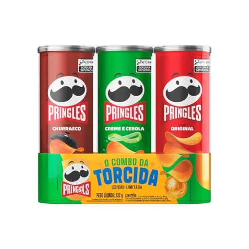 Salgadinho Batata Frita Pringles Tripack Festa do Futebol 322g
