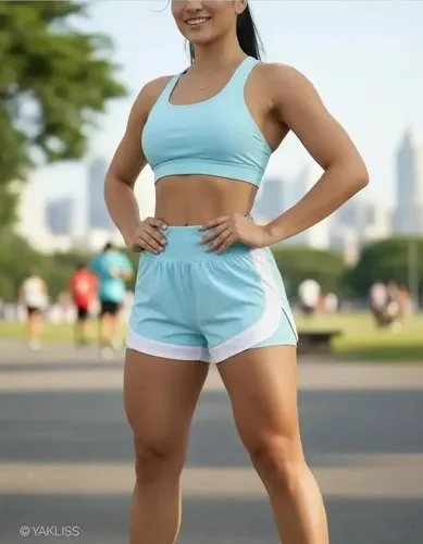 Conjunto Feminino Short Duplo E Top  Academia Fitness