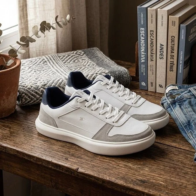 Tênis Sapatenis Masculino Sandrini Evoke Lite Branco Couro Mercado Livre