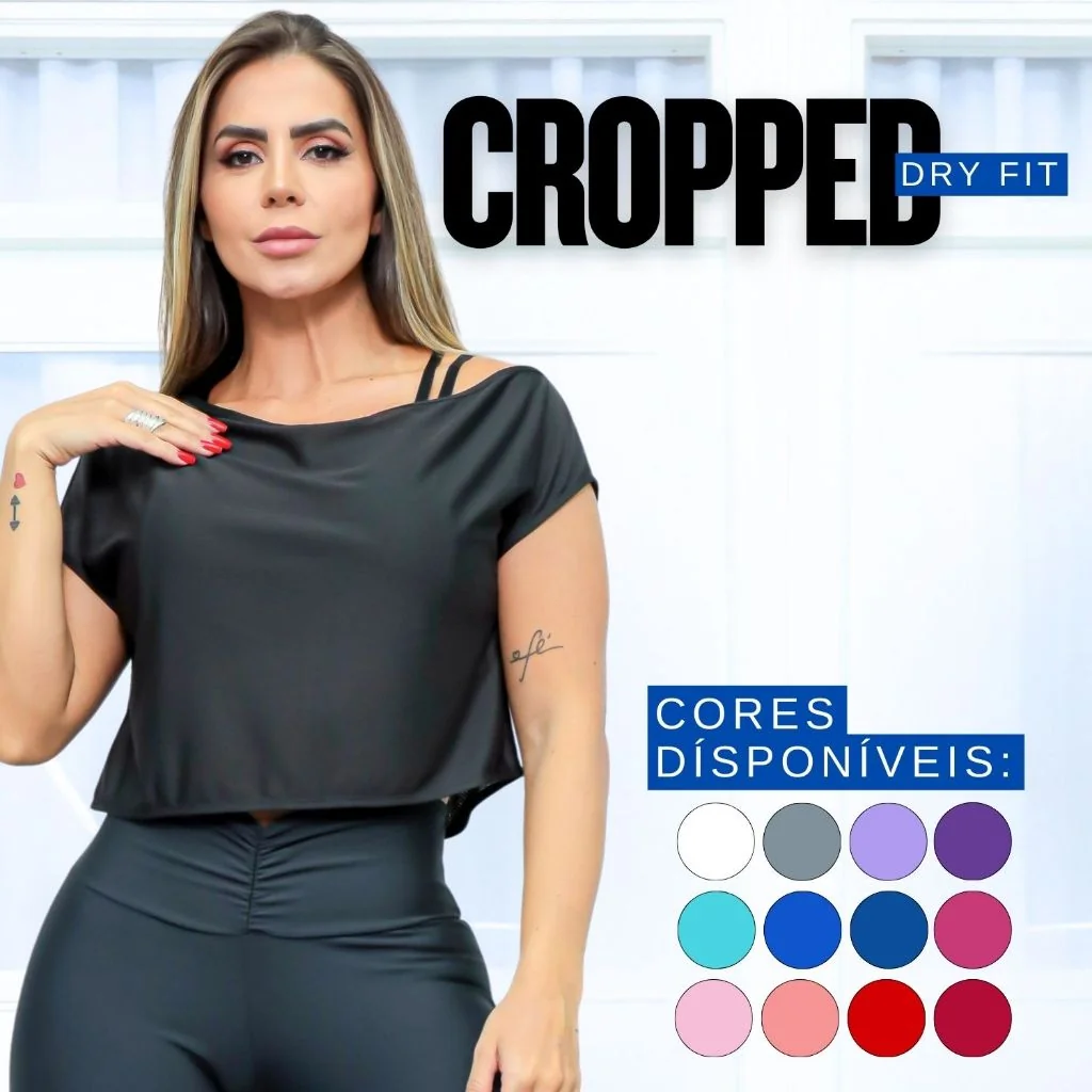 Cropped Academia Fitness Ombro Só Casual Confortável Dry Fit Seca Rápido Feminina Soltinha Oferta Shopee