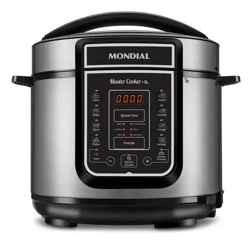 Panela De Pressão Elétrica Digital 5l Mondial 900w - Pe-38 Preto/inox 127v 60hz