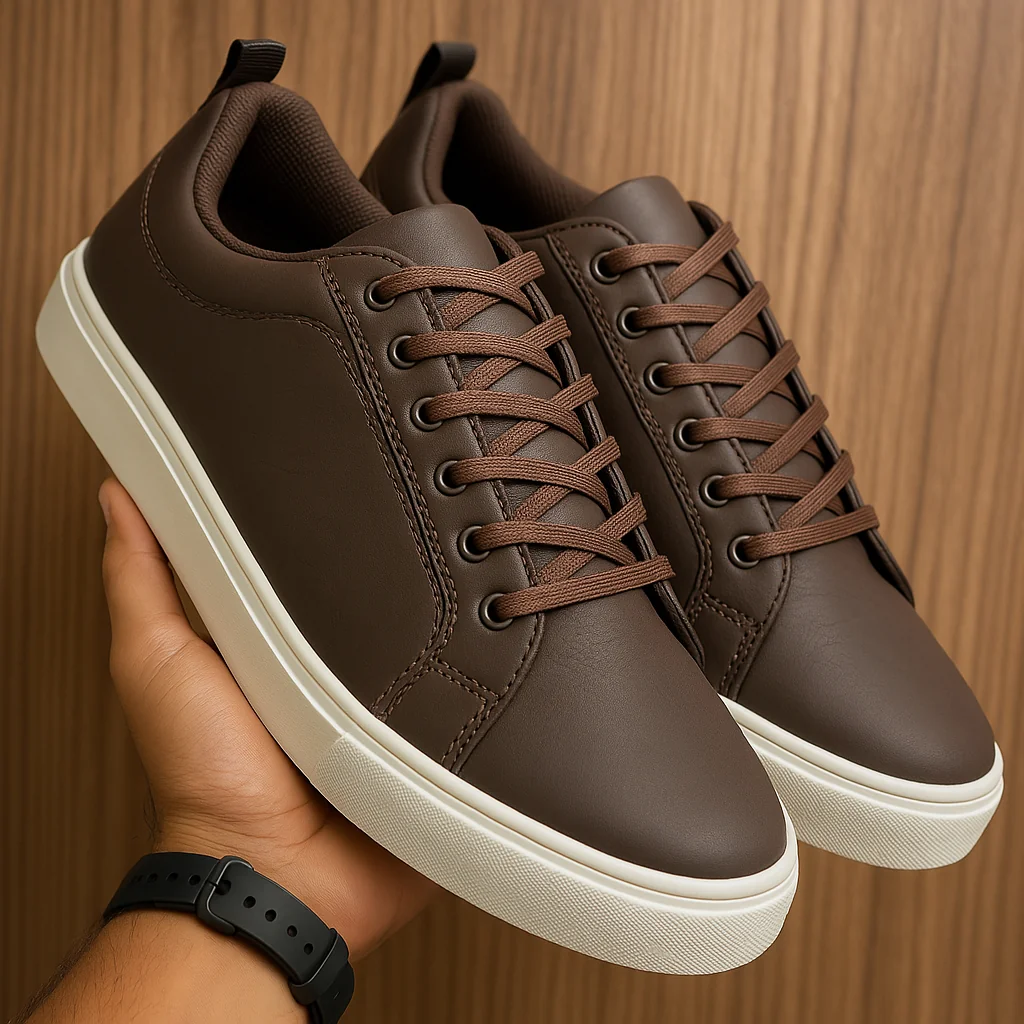 Tênis Masculino Casual Dia a Dia Trabalho Estiloso Urbano Básico Couro Sintético Shopee