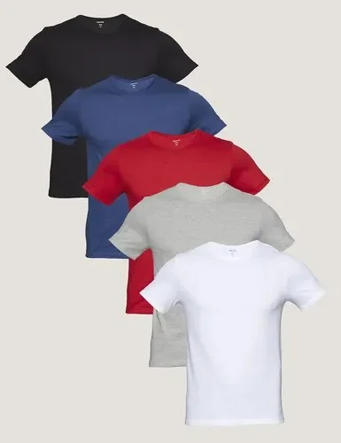 Kit Com 5 Camisetas Masculinas Lisa Multicolorida Azul Lisa P