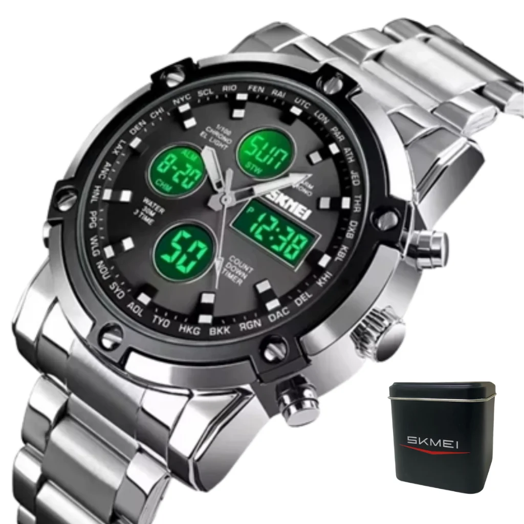 Relogio Masculino Skmei 1389 Analogico e Digital Casual Original 1 Ano de Garantia Shopee