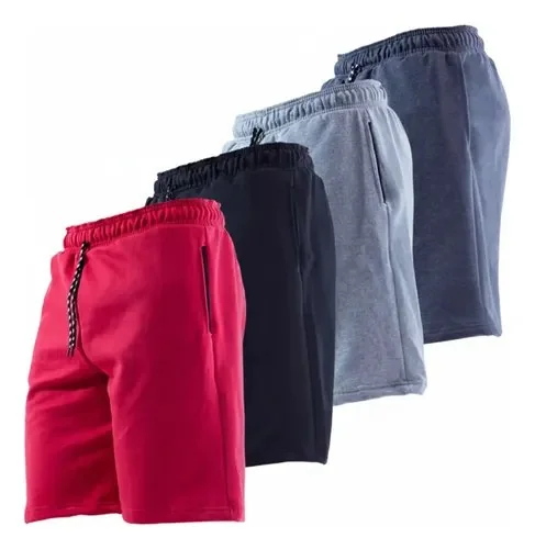 Kit 4 Bermuda Masculina Short Moletom Leve Caminhada Atacado