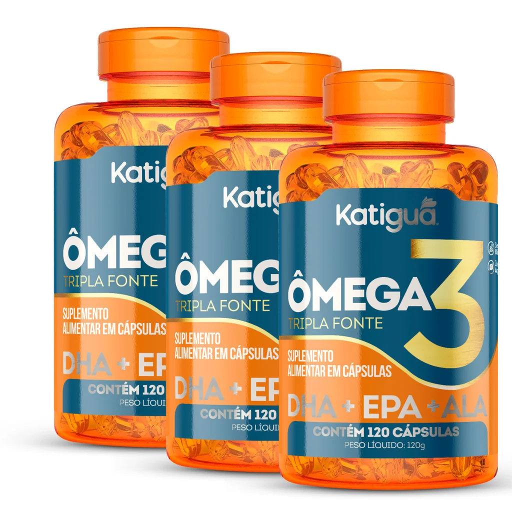 Kit 3 Ômega 3 1000mg 120 Cápsulas Tripla Fonte Katiguá 100% Puro Premium Shopee