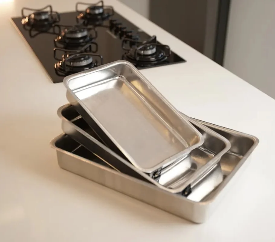 Jogo 3 Forma Assadeira Bolo Torta Retangular 1-2-3 E68