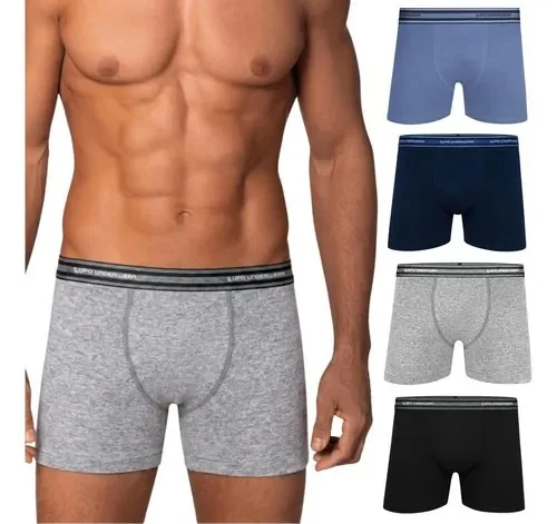 🇧🇷🇧🇷🇧🇷 Kit 4 Cueca Boxer Lupo Algodão Cotton Conforto Original Box 1 Azul Jeans - 1 Cinza Mescla - 1 Preto - 1 Royal Cueca Lupo Algodão Macio Confortável G (46 A 48)