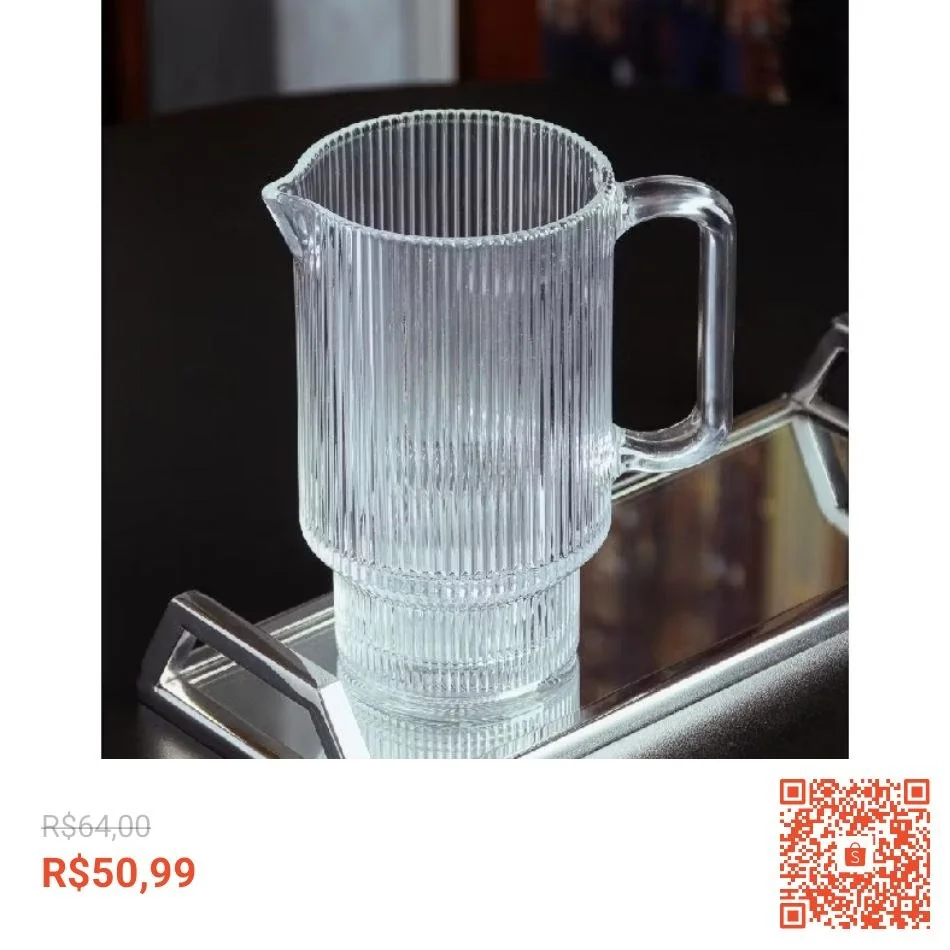 Jarra Wolff Lines Cristal 900ml Design Moderno para Água e Bebidas