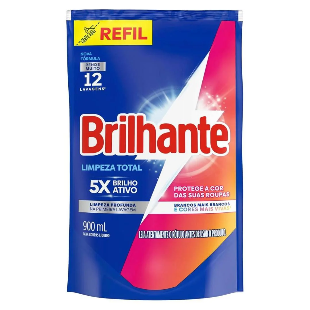 Brilhante Sabão Liquido Limpeza Total Refil 900 Ml