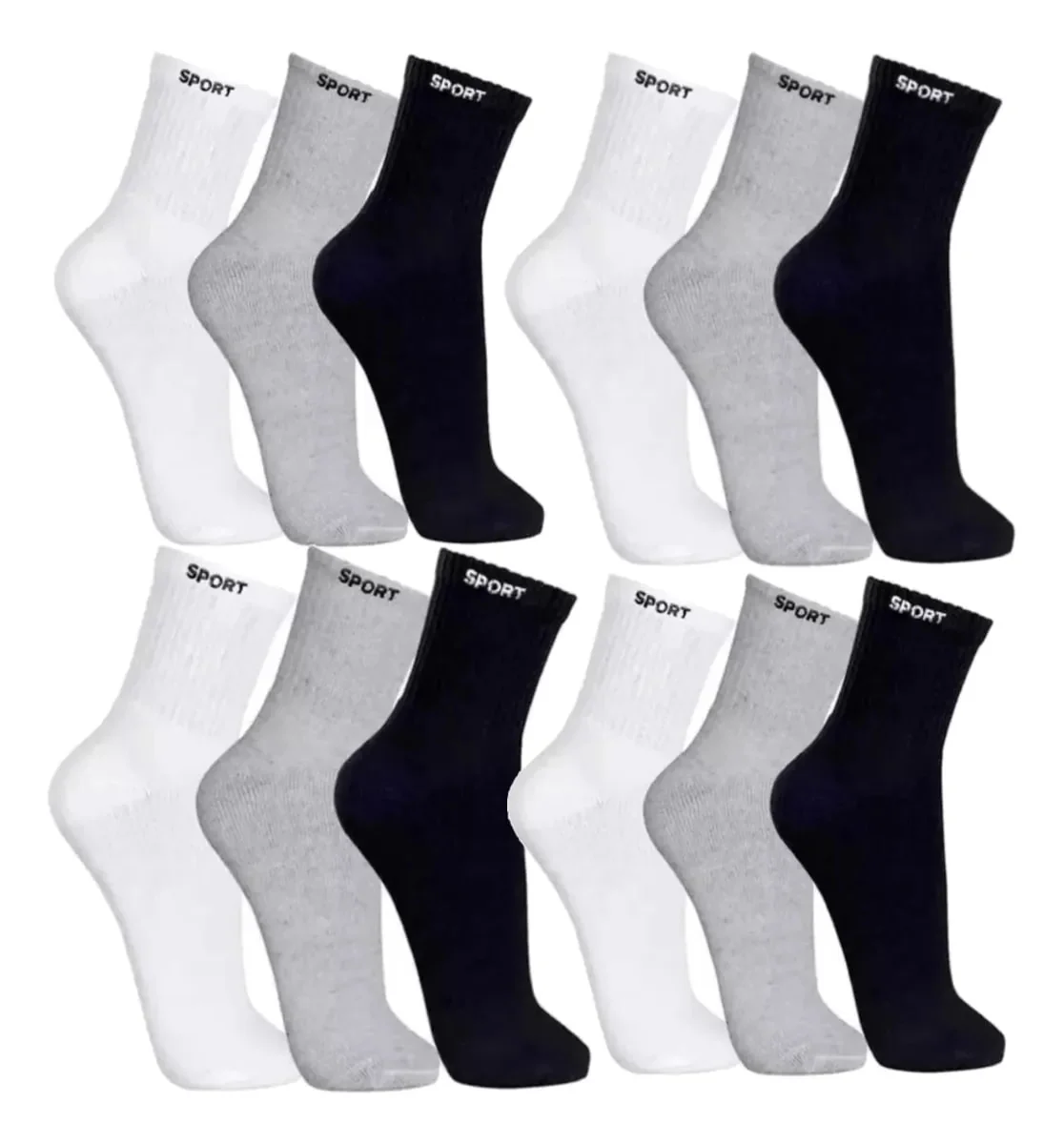 12 Pares de Meias Masculinas Cano Alto Grossa Algodão Mercado Livre