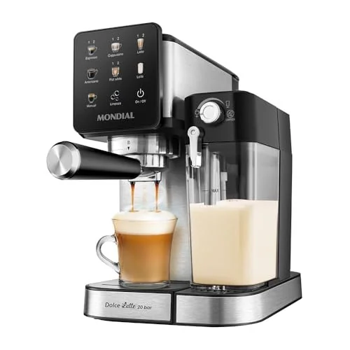 🚀 MONDIAL, Cafeteira Espresso Automática Dolce Latte 20 bar, Preto/Inox 1250W, 110V - CCL-01
