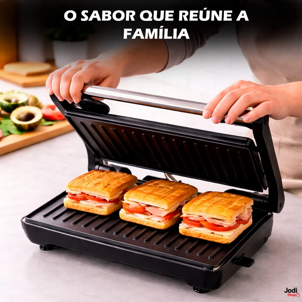Mini Grill Grelha Sanduicheira Inox 750w Antiderrapante Alça Led Indicador Shopee