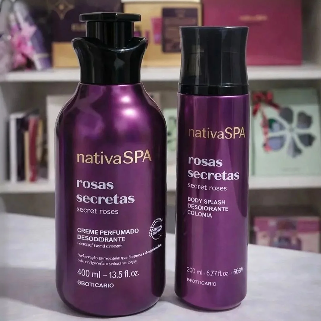 Combo Nativa Spa Rosas Secretas - Body Splash 200ml - Creme Perfumado Corporal 400ml