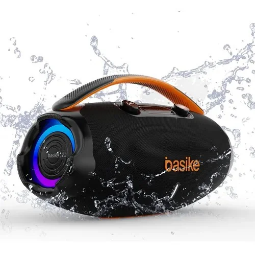 Caixa De Som Basike Ba-rad207 80w Rádio Fm Bluetooth 5.3 Tws Rgb Bass Boost 9000mah Preto 127/220v
