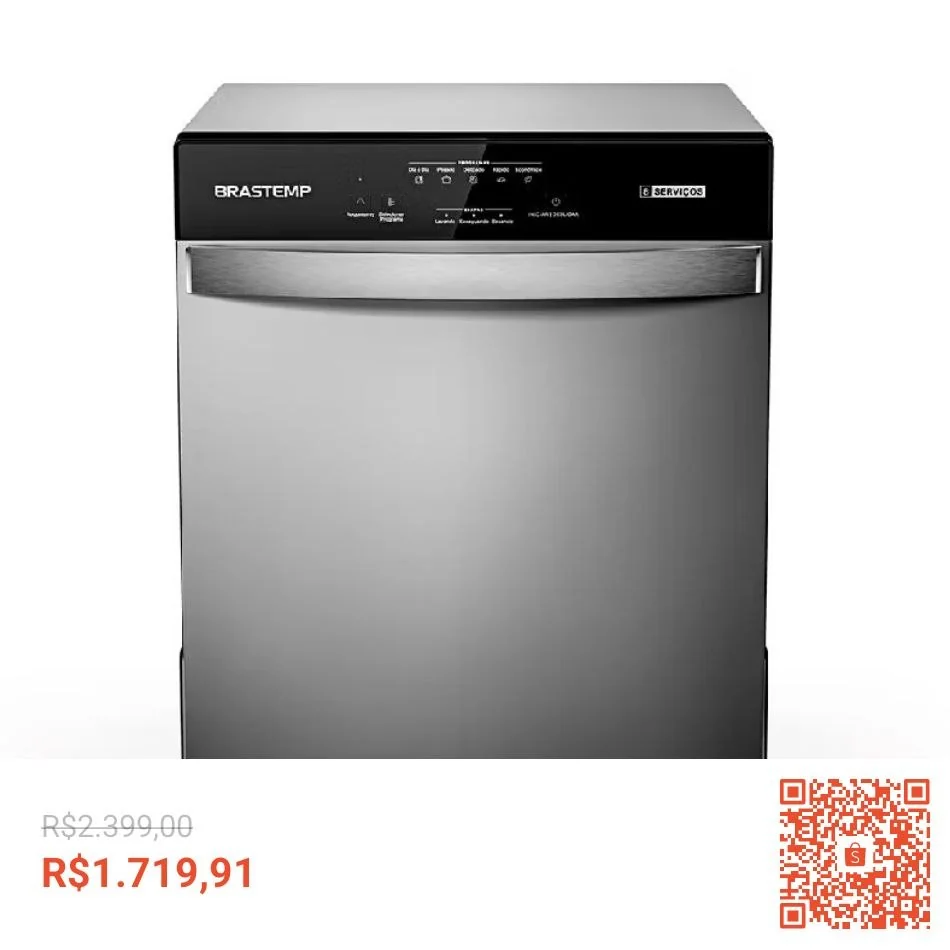 Lava Louças Brastemp 8 Serviços Compacta BLF08BS Cinza para Cozinha 220v