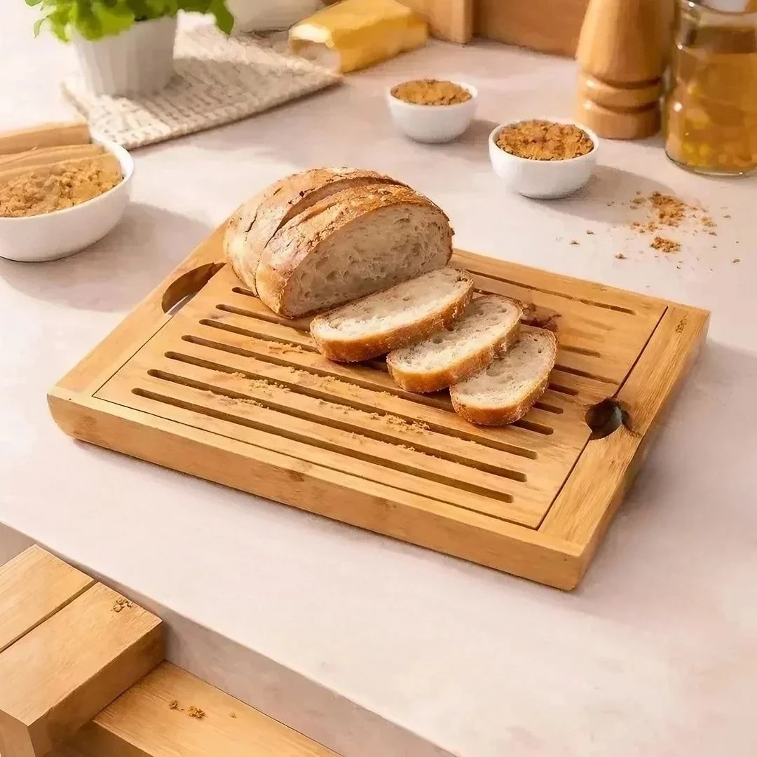 Tábua De Corte Migalheira Pães Bambu 38x23cm Liso