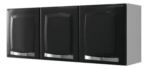 Armário Para Cozinha 3 Portas Rose Itatiaia Af Preto/branco